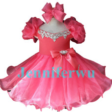 Infant/toddler/baby/children/kids Girl's glitz Pageant evening/prom Dress/clothing  EB053coral