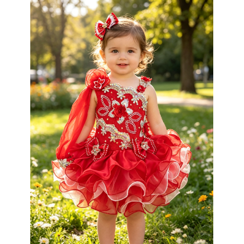 Infant/toddler/baby/children/kids Girl's glitz Pageant evening/prom Dress/clothing  G003Red