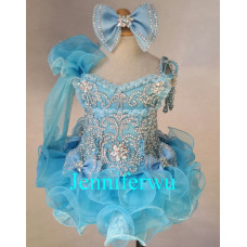 one detachble sleeve--Infant/toddler/baby/children/kids Girl's glitz Pageant evening/prom Dress/clothing 1~7T G011B