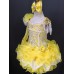 one detachble sleeve--Infant/toddler/baby/children/kids Girl's glitz Pageant evening/prom Dress/clothing 1~7T G011 Yellow