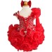 one detachble sleeve--Infant/toddler/baby/children/kids Girl's glitz Pageant evening/prom Dress/clothing 1~7T G011 RED