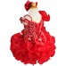 one detachble sleeve--Infant/toddler/baby/children/kids Girl's glitz Pageant evening/prom Dress/clothing 1~7T G011 RED