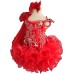 one detachble sleeve--Infant/toddler/baby/children/kids Girl's glitz Pageant evening/prom Dress/clothing 1~7T G011 RED