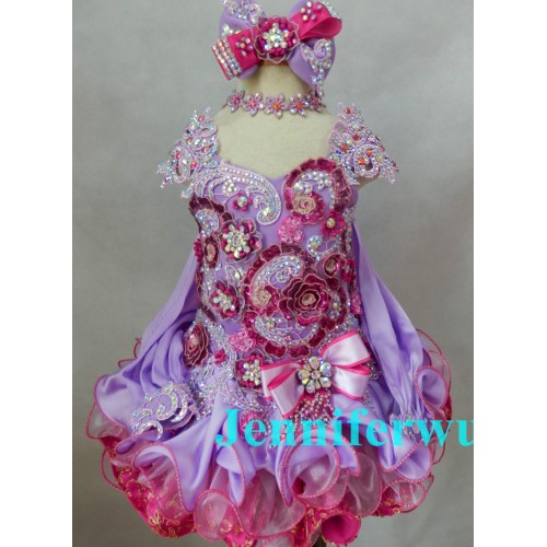  fabulous 2 sleeves Infant/toddler/baby/children/kids Girl's  glitz pageant  Dress/clothingG013B