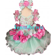 Infant/toddler/baby/children/kids Girl's  glitz pageant  Dress/clothing  G015NC with removble shoulder bow