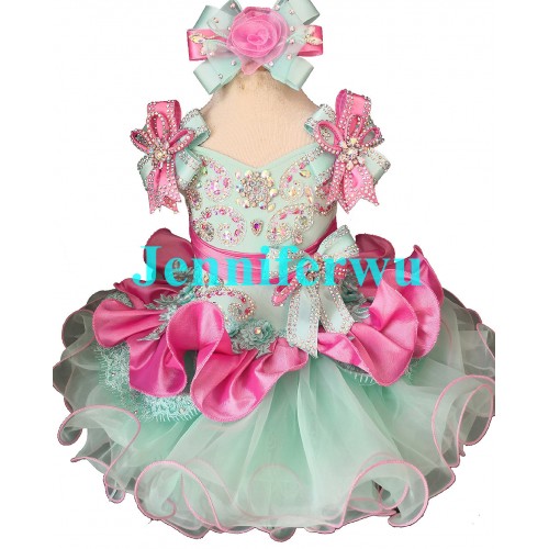 Infant/toddler/baby/children/kids Girl's  glitz pageant  Dress/clothing  G015NC with removble shoulder bow