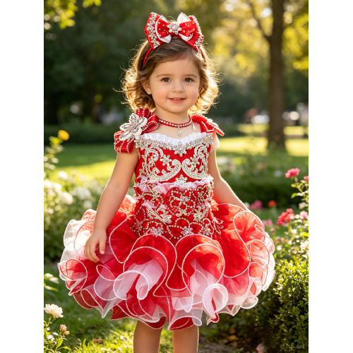 High glitz Infant/toddler/baby/children/kids Girl's  pageant  Dress/clothingG016RED