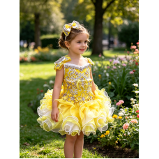 High glitz Infant/toddler/baby/children/kids Girl's  pageant  Dress/clothingG016yellow