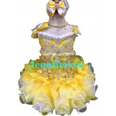 High glitz Infant/toddler/baby/children/kids Girl's  pageant  Dress/clothingG016yellow