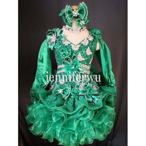 Infant/toddler/baby/children/kids Girl's Pageant evening/prom Dress/clothing 1-6T G018 EMERALD