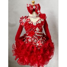 Infant/toddler/baby/children/kids Girl's Pageant evening/prom Dress/clothing 1-6T G018 RED