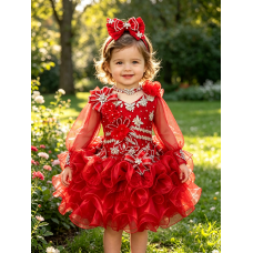 Infant/toddler/baby/children/kids Girl's Pageant evening/prom Dress/clothing 1-6T G018 RED