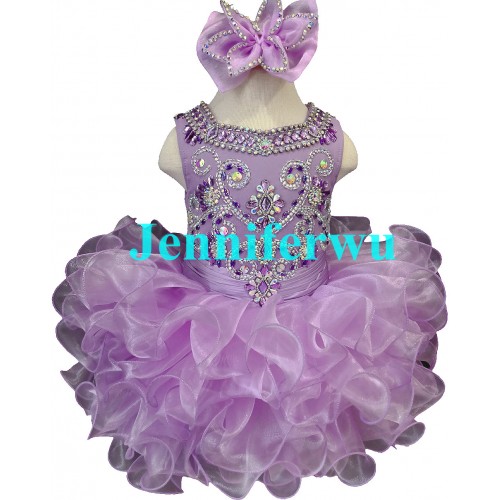 high glitz glittering rhinestone and bugle beads beaded Infant/toddler/baby/children/kids/ pageant and formal  DressG090A