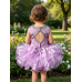 high glitz glittering rhinestone and bugle beads beaded Infant/toddler/baby/children/kids/ pageant and formal  DressG090lilac