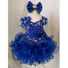  2 pieces Infant/toddler/baby/children/kids Girl's  glitz pageant  lace Dress/clothingG198-ROYALBLUE