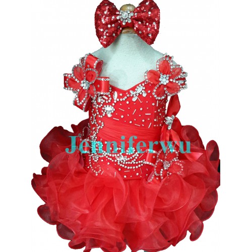  2 pieces Infant/toddler/baby/children/kids Girl's  glitz pageant  lace Dress/clothingG198