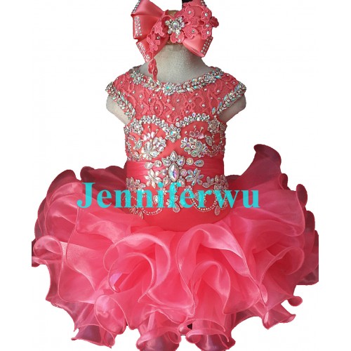 Infant/toddler/baby/children/kids Girl's glitz Pageant evening/prom Dress/clothing  G204Coral