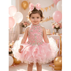 Infant/toddler/baby/children/kids Girl's glitz Pageant evening/prom Dress/clothing G284Pink Infant/toddler/baby/children/kids Girl's glitz Pageant evening/prom Dress/clothing G284Pink