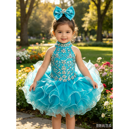 Infant/toddler/baby/children/kids Girl's glitz Pageant evening/prom Dress/clothing 1-6T G284TB