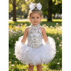 Infant/toddler/baby/children/kids Girl's glitz Pageant evening/prom Dress/clothing G284White Infant/toddler/baby/children/kids Girl's glitz Pageant evening/prom Dress/clothing G284White