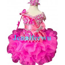  fabulous  neon pink Infant/toddler/baby/children/kids Girl's  glitz pageant  Dress/clothing G299