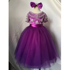 floor length Infant/toddler/baby/children/kids Girl's  glitz pageant  Dress/clothing G387-PURPLE