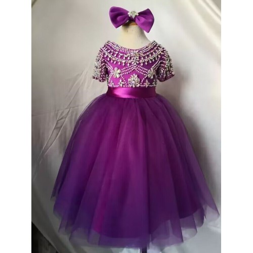 floor length Infant/toddler/baby/children/kids Girl's  glitz pageant  Dress/clothing G387-PURPLE