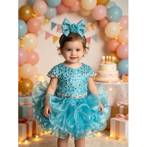  Infant/toddler/baby/children/kids Girl's  glitz pageant  lace Dress/clothing G515AQUA