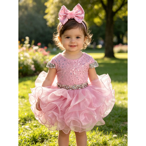  Infant/toddler/baby/children/kids Girl's  glitz pageant  lace Dress/clothing G515pink