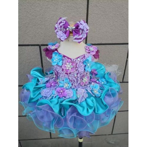  Infant/toddler/baby/children/kids Girl's  glitz pageant  lace Dress/clothingG588BL