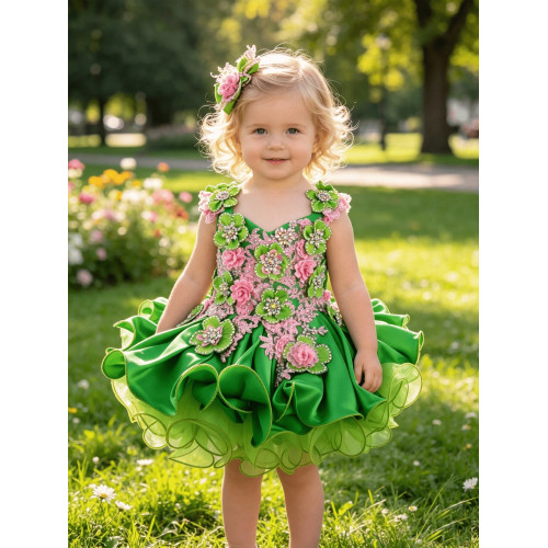  Infant/toddler/baby/children/kids Girl's  glitz pageant  lace Dress/clothingG588GP
