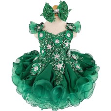  Infant/toddler/baby/children/kids Girl's  glitz pageant  lace Dress/clothingG588 green