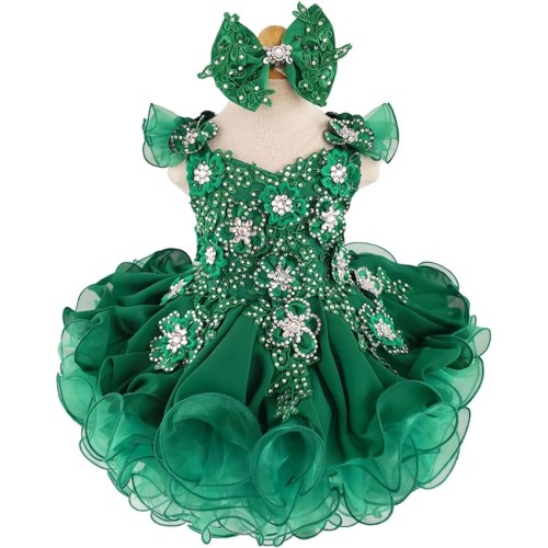  Infant/toddler/baby/children/kids Girl's  glitz pageant  lace Dress/clothingG588 green