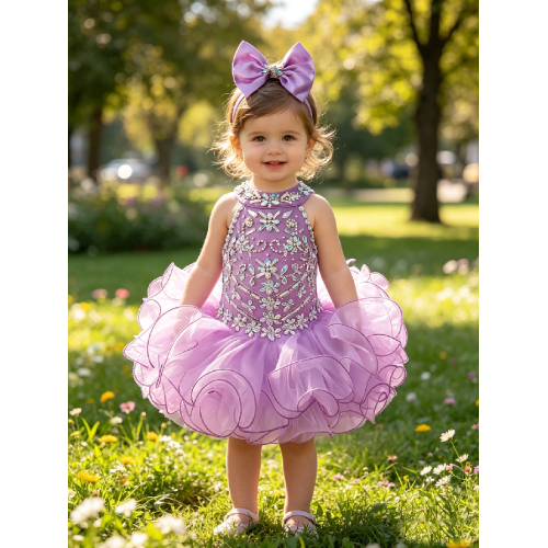 Infant/toddler/baby/children/kids Girl's glitz Pageant evening/prom Dress/clothing  LILAC-G284
